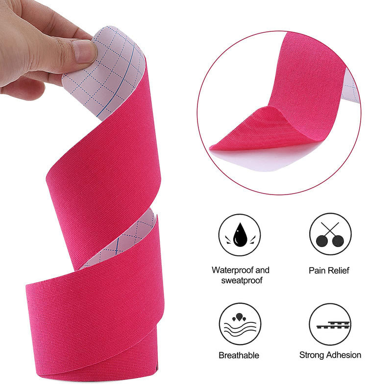 [Australia] - Kinesiology Tape Precut(1 Pack) Elastic Therapeutic Sports Tape Water Resistant Athletic Tape for Knees, Ankles, Shoulder, Elbow, Pain Relief and Injury Recovery 2 Inch x 16.4 feet Per Roll (Pink) (1 Pack) Pink 