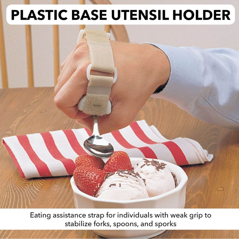 [Australia] - Sammons Preston - 33866 Right Angle Single Pocket Writing Aid, Utensil Holder Addition for Weak or Limited Grasp, Pens, Pencils, Toothbrushes, Eating Cutlery, Slides Into Any Standard Utensil Cuff or Strap 
