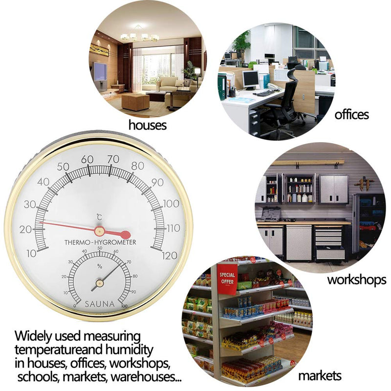[Australia] - Sauna Thermometer Celsius Haofy Temperature Hygrometer Sauna Thermometersauna Metal Dial Sauna ToolsBeautiful and Practical 
