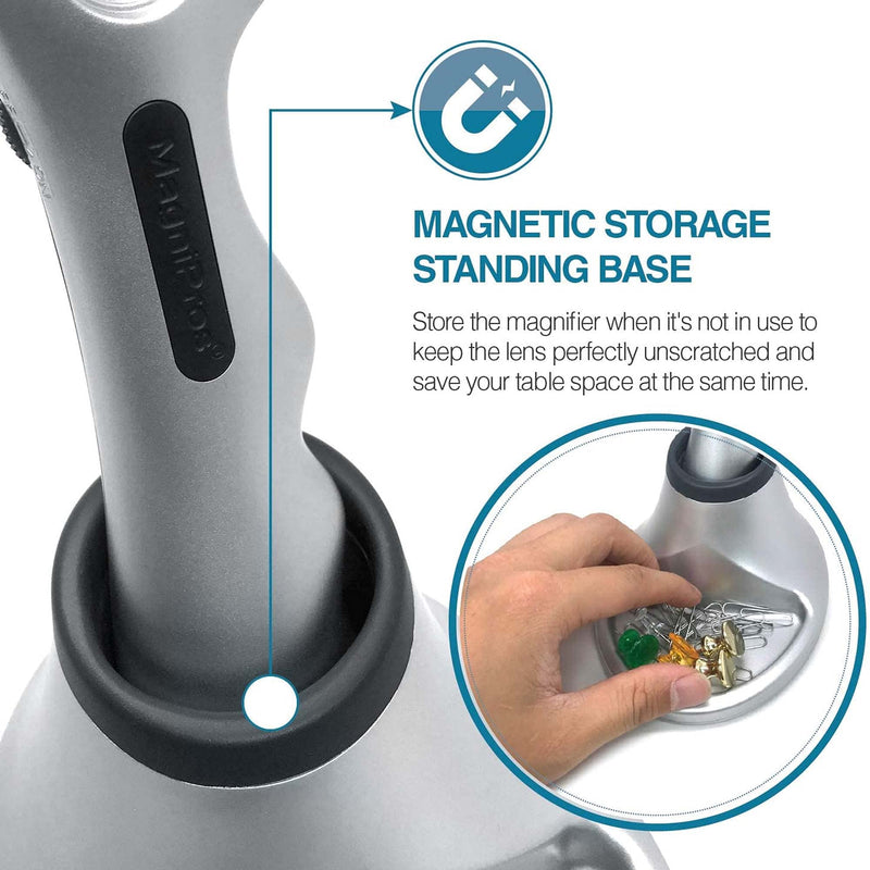 [Australia] - Magnifying Glass with Light and Stand Hands Free Magnifier 10 Dimmable Handheld Led Illuminated Magnifier for Close Work, Elderly Reading, Workbench, Hobbies, AMD.. Magdepo 