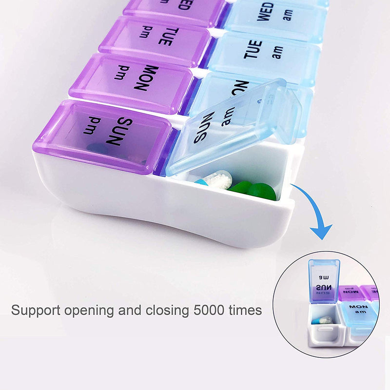 [Australia] - Twice a Day Detachable Weekly Pill Organizer with AM/PM Compartments Large, BPA Free Travel 7 Day Pill Box Case with Moisture-Proof Design 