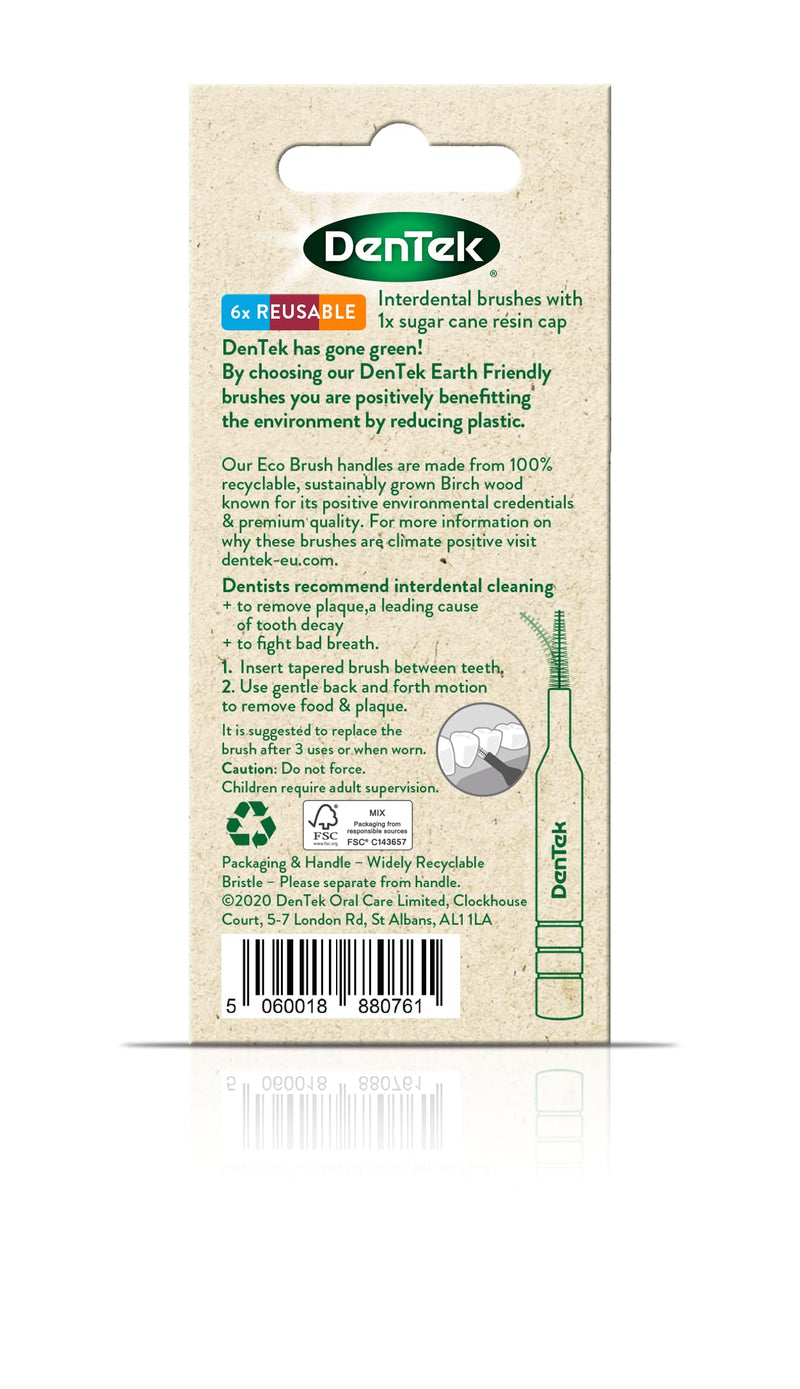 [Australia] - DenTek Earth Friendly Birch Wood - 6 Count x 6 Packs (36 Brushes) - Interdental Brushes Mixed Size Pack ISO1, 2 & 3, Green Mixed (ISO1, 2 & 3) 