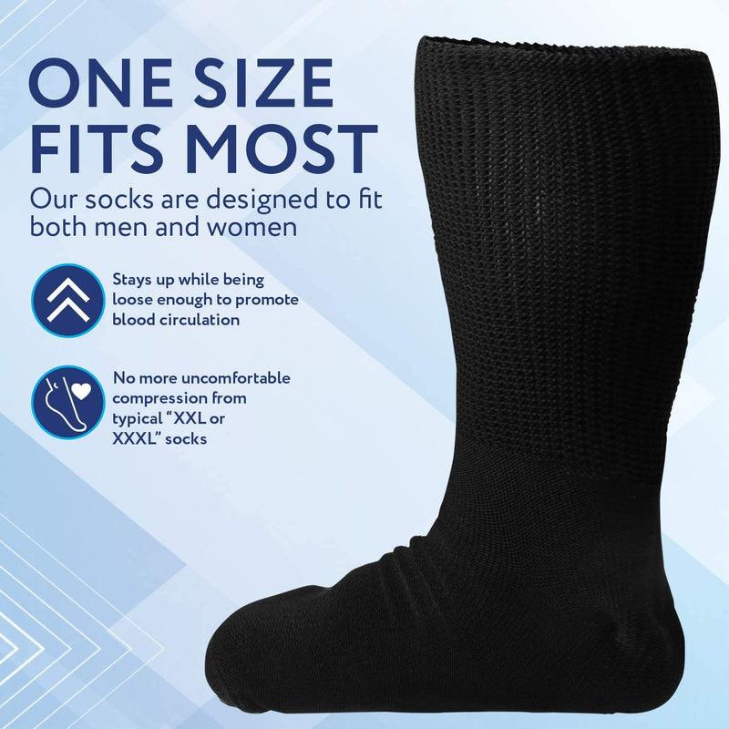 [Australia] - [6 Pairs] of Impresa Extra Width Socks for Lymphedema - Bariatric Sock - Oversized Sock Stretches up to 30'' Over Calf for Swollen Feet And Mens and Womens Legs - One Size Unisex 