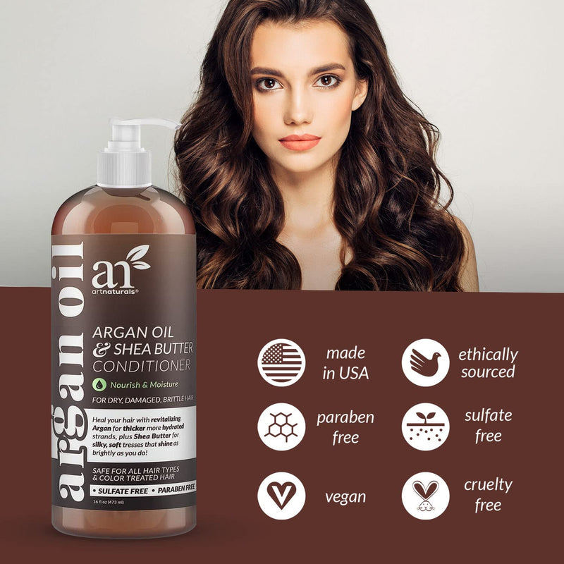 [Australia] - ArtNaturals Argan Oil Hair Conditioner - (16 Fl Oz / 473ml) - Sulfate Free - Deep Conditioning Treatment for Natural, Oily, Curly, Color Treated, Damaged and Dry Hair - Moisturizing for Men and Women 