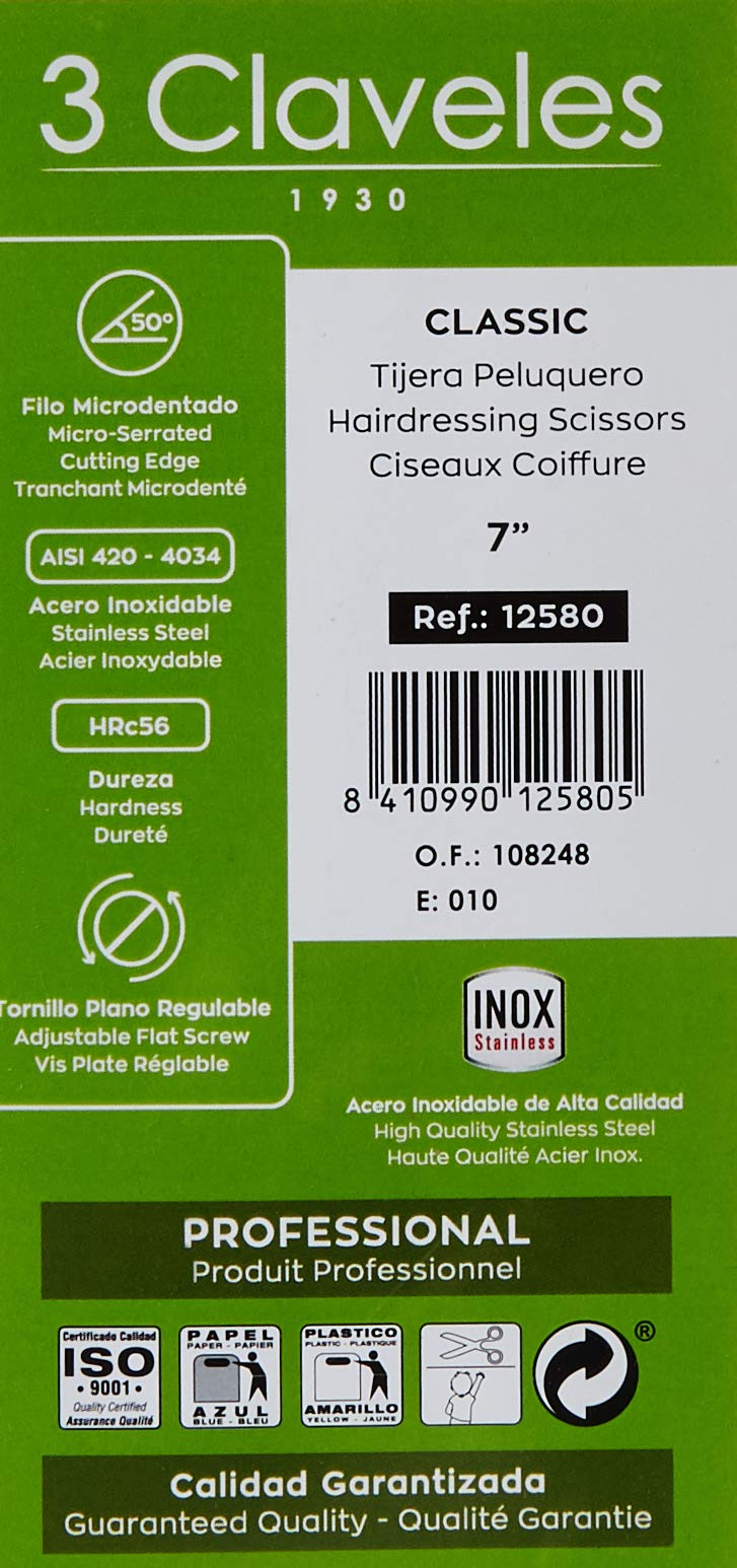 [Australia] - 3 Claveles Classic Hairdressing Scissors 7 Inches 7" 
