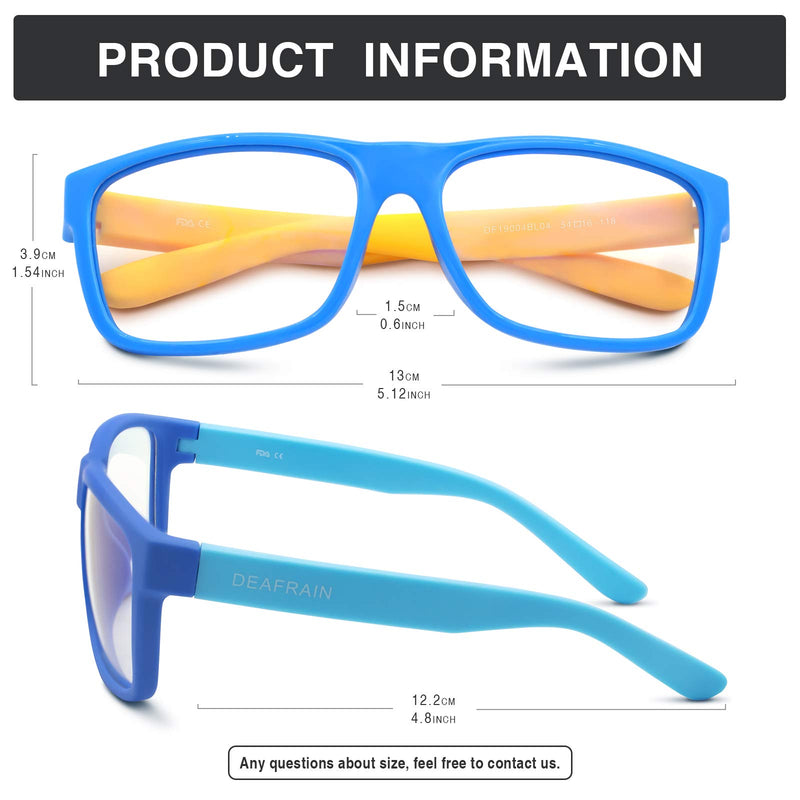[Australia] - DEAFRAIN Blue Light Blocking Glasses for Kids 2 pack, UV400 Protection Computer Gaming Glasses for Girls Boys Age 5-13 2 Pack(blue+blue Yellow) 