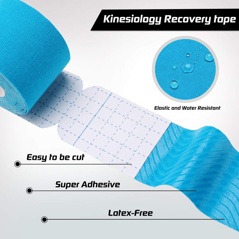 [Australia] - Kinesiology Tape Precut 2 Rolls Pack-Athletic Kinesiology Tape for Muscle & Joints-Physical Therapy Tape for Knee,Ankle,Shoulder,Back,Plantar Fasciitis-Latex Free and Water Resistant-40 Strips,Blue Blue 