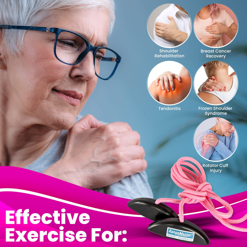 [Australia] - RangeMaster PinkRanger Shoulder Pulley with Patient Guide │ Aids Recovery and Rehabilitation │ Helps Enhance Pain Free Range of Motion │ Adjustable, Metal Bracket Door Attachment Pink 