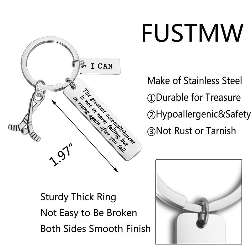 [Australia] - FUSTMW Hockey Gift Ice Hockey Charm Keychain Inspirational Hockey Team Gift Ice Hockey Players Gift for Hockey Moms & Coaches silver 