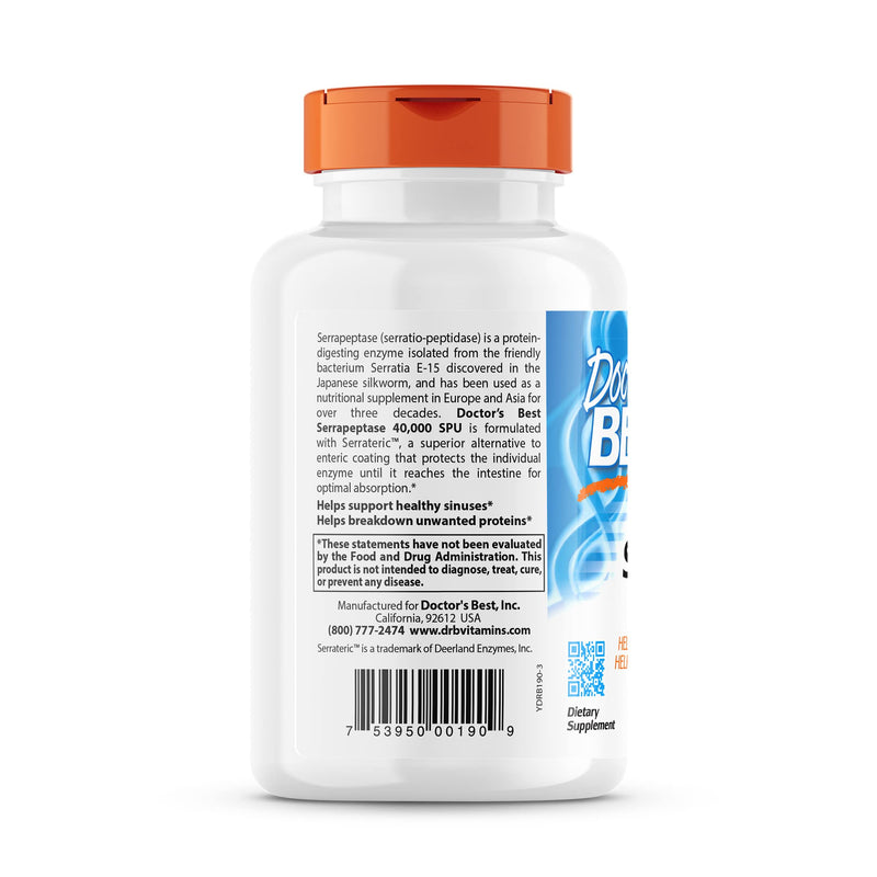[Australia] - Doctor's Best Serrapeptase, Non-GMO, Gluten Free, Vegan, Supports Healthy Sinuses, 40,000 SPU, 270 Count (Pack of 1) 