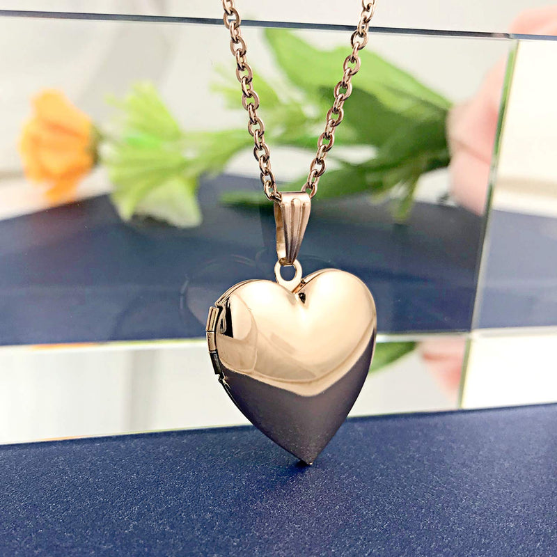[Australia] - YOUFENG Love Heart Locket Necklace That Holds Pictures Polished Lockets Necklaces Birthday Gifts for Girls Boys Rose locket 
