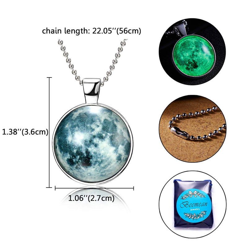[Australia] - iDMSON Moon Necklace Glow in The Dark Magical Fairy Necklace for Women Girls Style3 