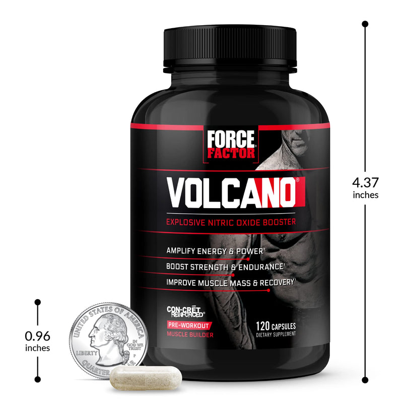 [Australia] - Volcano Pre Workout Nitric Oxide Booster Supplement for Men with Creatine and L-Citrulline to Boost Nitric Oxide and Energy, Build Muscle, Better Pump and Workout, Force Factor, 120 Capsules 