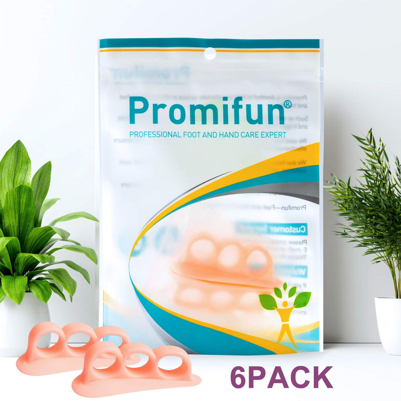 [Australia] - Promifun Gel Toe Separators, 6 Pack of Toe Spacers, Toe Straightener for Men and Women, Bunions, Hammer Toe, Overlapping Toe, Claw Toes, Reduce Foot Pain 