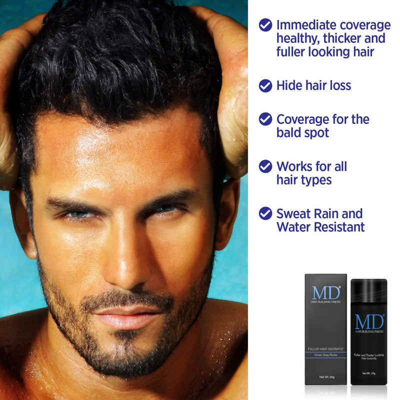 [Australia] - MD Ultimate Hair Thickening Black Fibers for Men & Women | Premium Hair Building Formula| Conceals Hair Loss & Create Instant Hair on Thinning Area | Black 