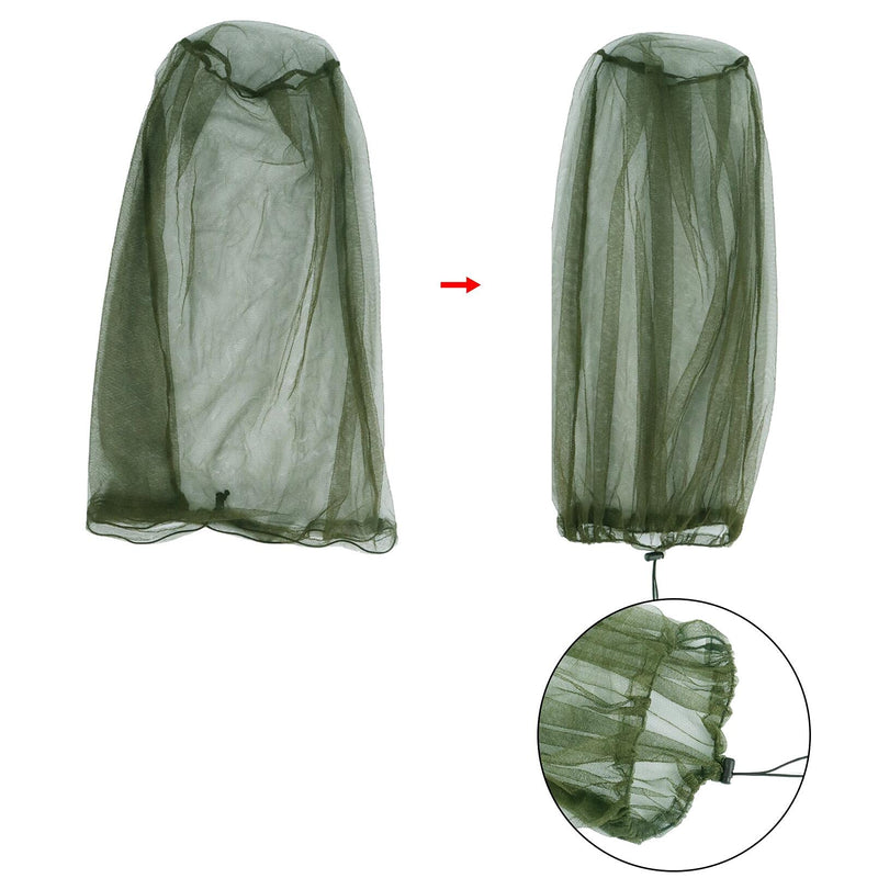 [Australia] - 2 Pack Mosquito Head Net Midge Net Head Cover for Outdoor Hiking Fishing Camping Green and Black Green, Black 
