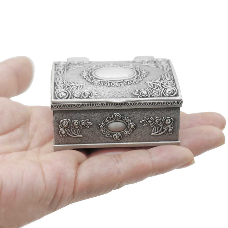 [Australia] - AVESON Small Rectangle Vintage Metal Jewelry Box Trinket Gift Box Chest Ring Case for Girls Ladies Women 