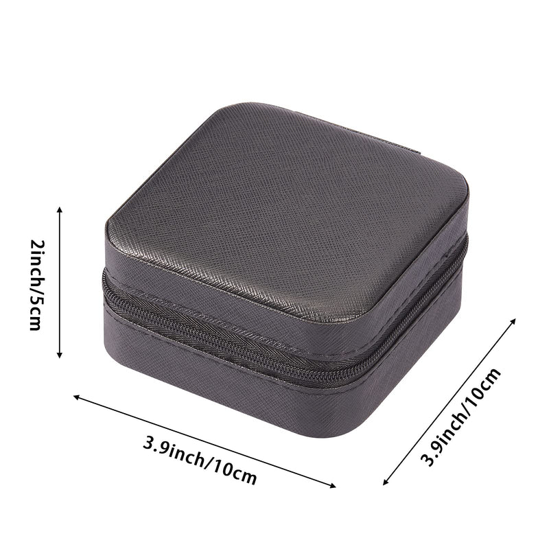[Australia] - PU Leather Small Jewelry Box, Travel Portable Jewelry Case for Ring, Pendant, Earring, Necklace, Bracelet Organizer Storage Holder Boxes (Black) Black 