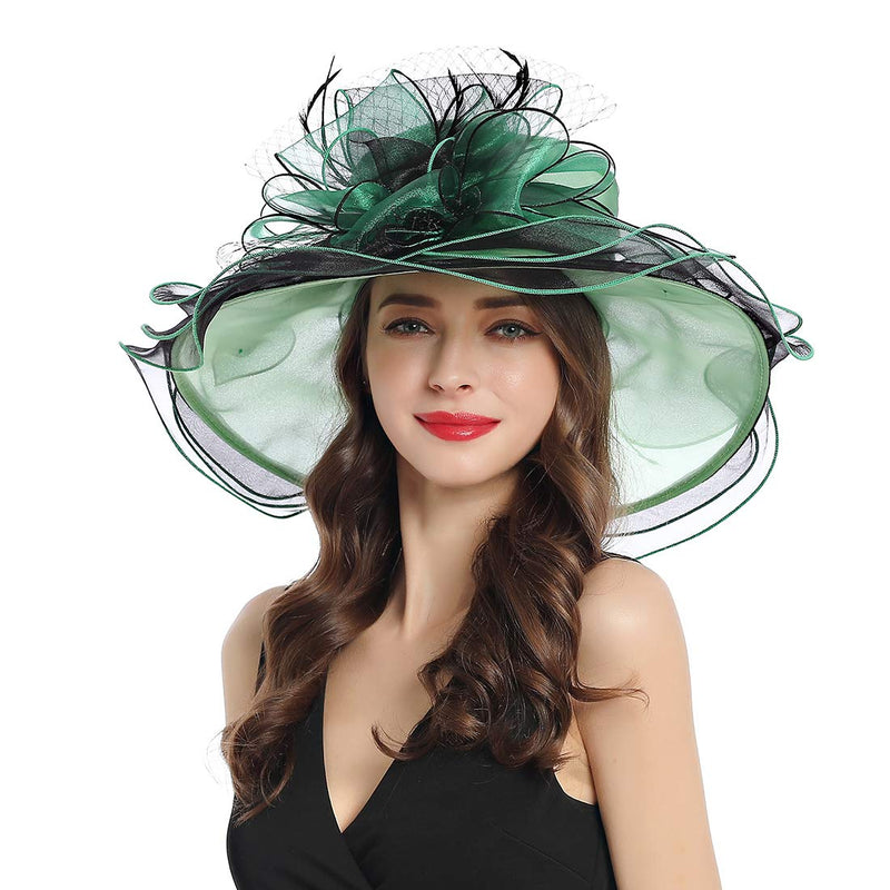 [Australia] - Women's Organza Church Derby Fascinator Cap Kentucky Tea Party Wedding Hat 11a-geen 