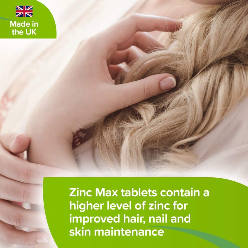 [Australia] - Lindens Zinc Max Tablets - 90 Pack - Provides 300% Nrv Dose and Fortified with Vitamin C & Copper to Contribute Towards Healthy Hair, Skin, Nails, Vision & Hormone Balance - UK Manufacturer, Letterbox Friendly 