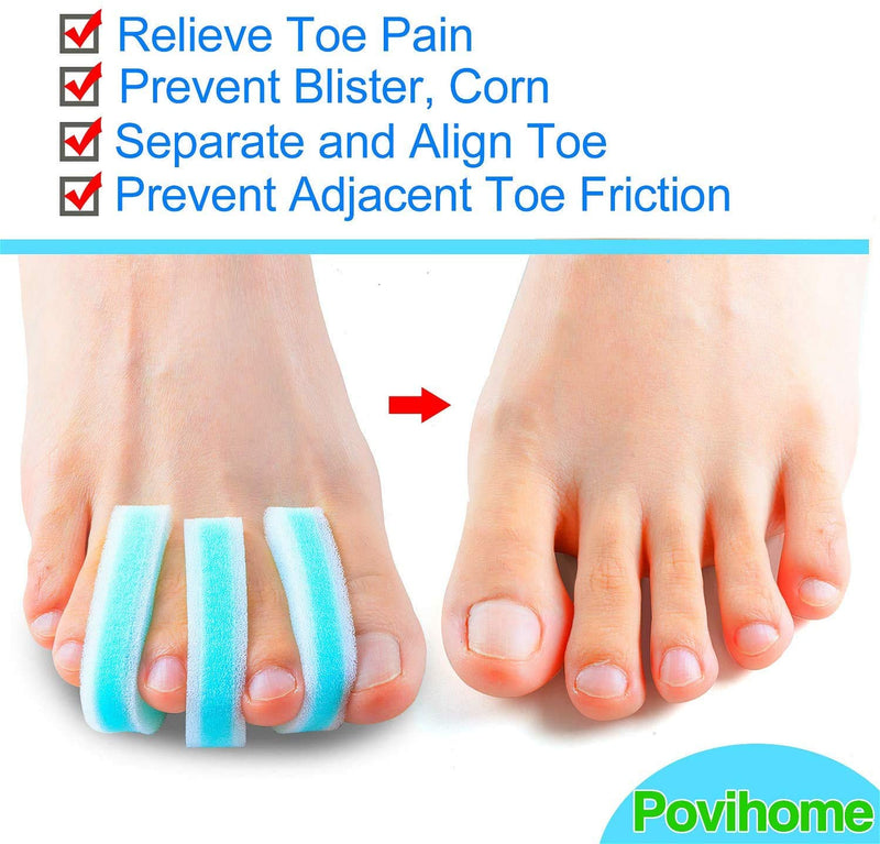 [Australia] - Povihome 10 Pack Foam Toe Spacers(2/5" Thick), 3-Layer Toe Separators - Large Size - to Align Crooked, Overlapping Toe, Relieve Corn, Blister and Reduce Toe Irritation 