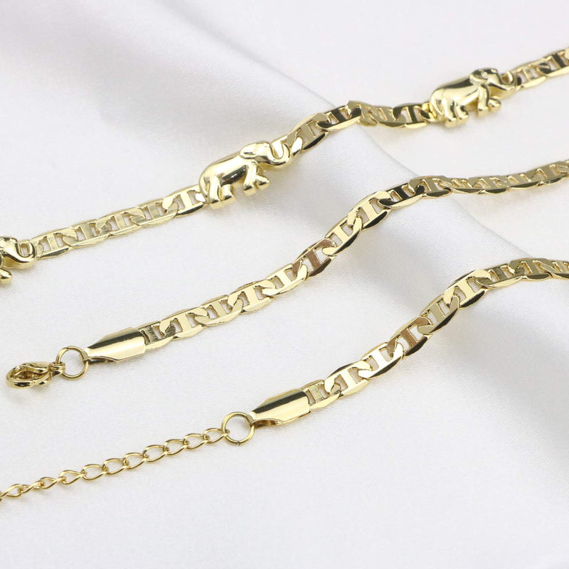 [Australia] - 18K Gold Elephant Anklet Bracelets for Women Teen Girl Flat Marina Cute Chain Handmade Unique Trendy Simple Minimalist Summer Beach Jewelry Christmas Gifts 