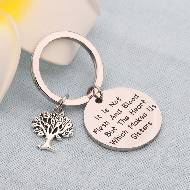 [Australia] - LQRI Unbiological Sister Gift BFF Gift to My Bonus Sister in Law Gift It's Not The Flesh and Blood But Heart Which Makes Us Sisters Keychain Sister Friendship Jewelry Stepsister Gift sliver 