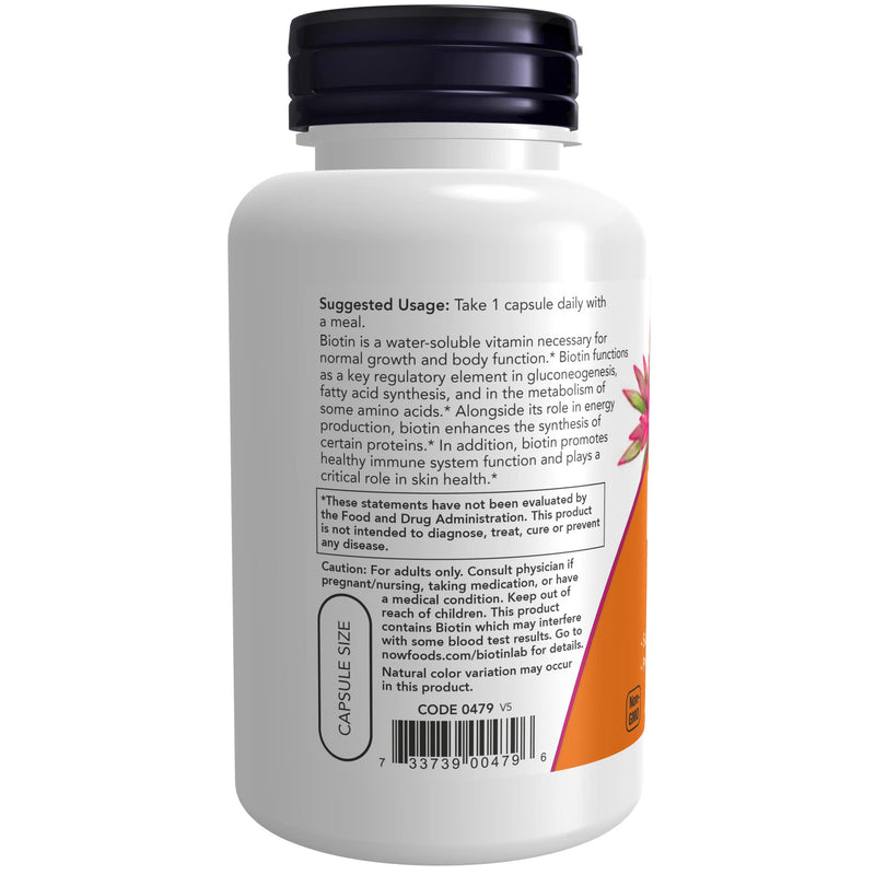 [Australia] - NOW Supplements, Biotin 10 mg (10,000 mcg), Extra Strength, Energy Production*, 120 Veg Capsules 