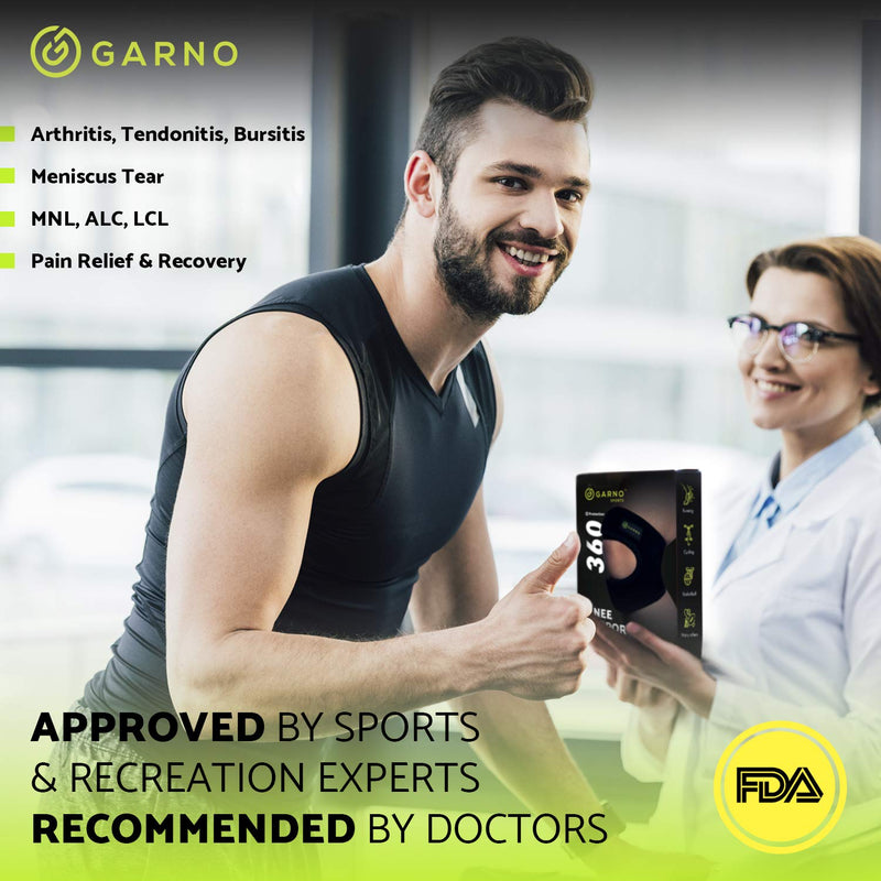 [Australia] - GARNO Knee Brace for Pain Relief by Meniscus Tear, MCL, Arthritis, ACL, Osgood Schlatter, Compression Patellar Tendon Support Strap for Working Out, Running, Weightlifting; Men, Women; (Large Size) Large (Pack of 1) 