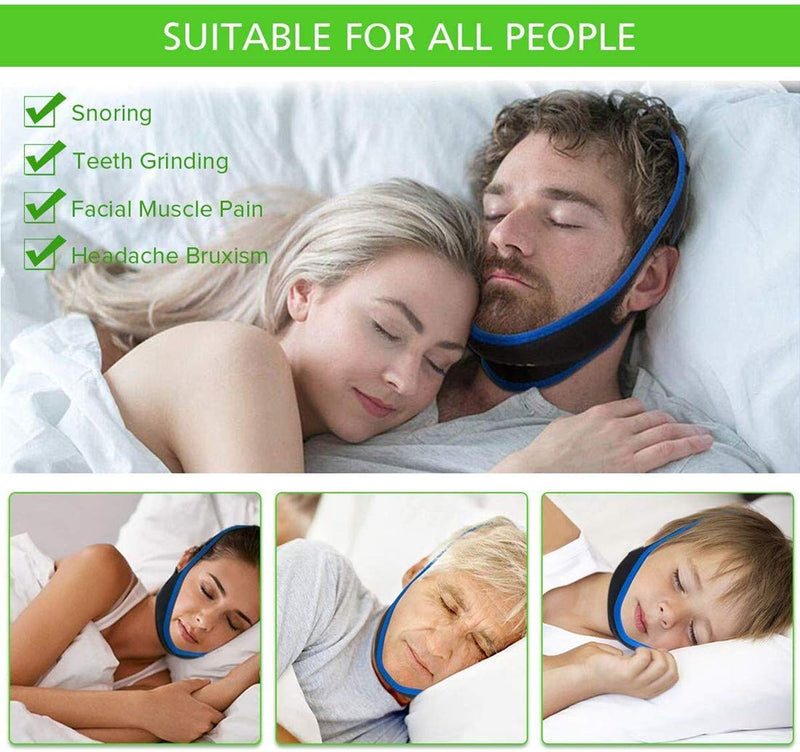 [Australia] - Anti Snore Chin Strap for Men and Women to Help Good Sleep - Snoring Stopper Belt Sleep Aids Snoring Solution - Adjustable Snoring Device(Blue) 