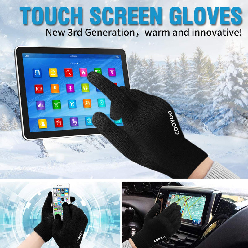 [Australia] - COOYOO Winter Gloves for Women and Men 2 Pairs,Touchscreen Gloves,Running Gloves Medium B-2 Pairs(black) 