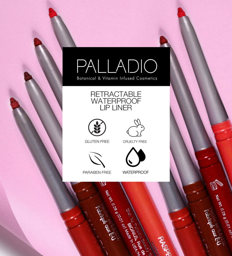 [Australia] - Palladio, Retractable Waterproof Lip Liner High Pigmented and Creamy Color Slim Twist Up Smudge Proof Formula with Long Lasting All Day Wear No Sharpener Required, Black Berry, 1 Count 