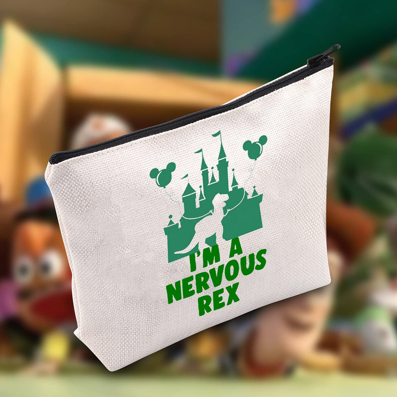 [Australia] - LEVLO Pixar Rex Dragon Cosmetic Bag Rex Dragon Lover Gift I'm A Nervous Rex Make up Zipper Pouch Bag For Women Girls, I'm A Nervous Rex, 