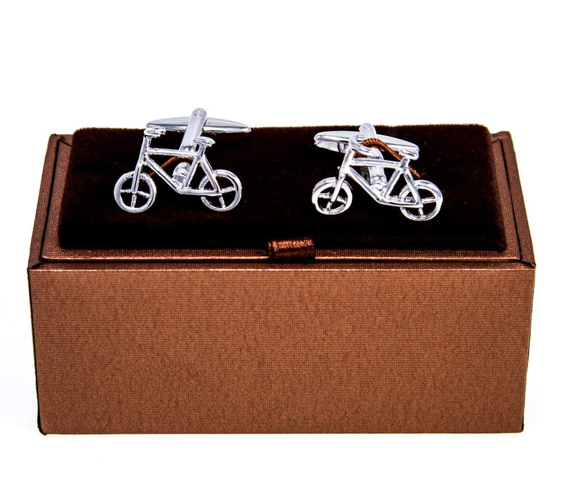 [Australia] - MRCUFF Bicycle Bike Cycling Cyclists Pair Cufflinks in a Presentation Gift Box & Polishing Cloth 