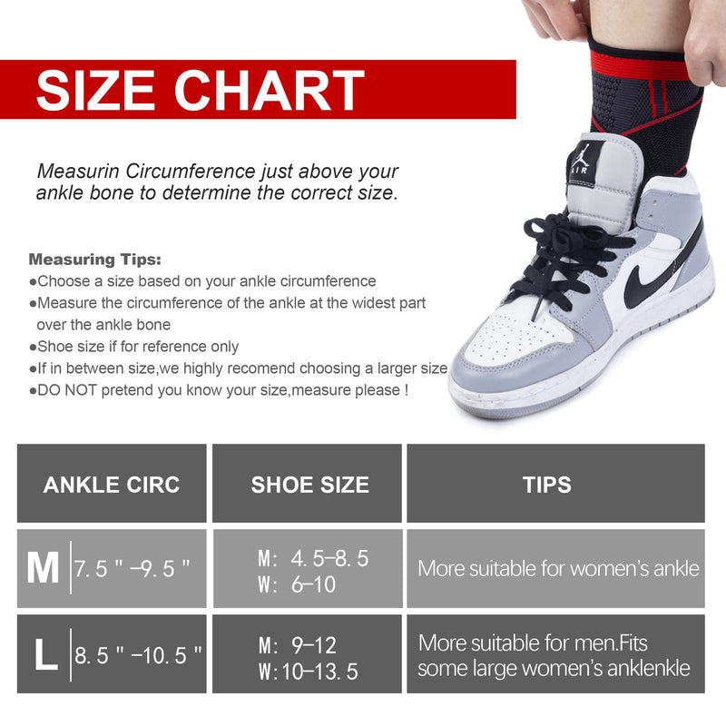 [Australia] - Ankle Support Set of 2 Compression Brace Support Adjustable Sleeve for Injury Recovery, Joint Pain, Arch Brace Support & Foot Stabilizer, Ankle Wrap Protect Against Ankle Sprains or Swelling Large (1 Pair) Black 