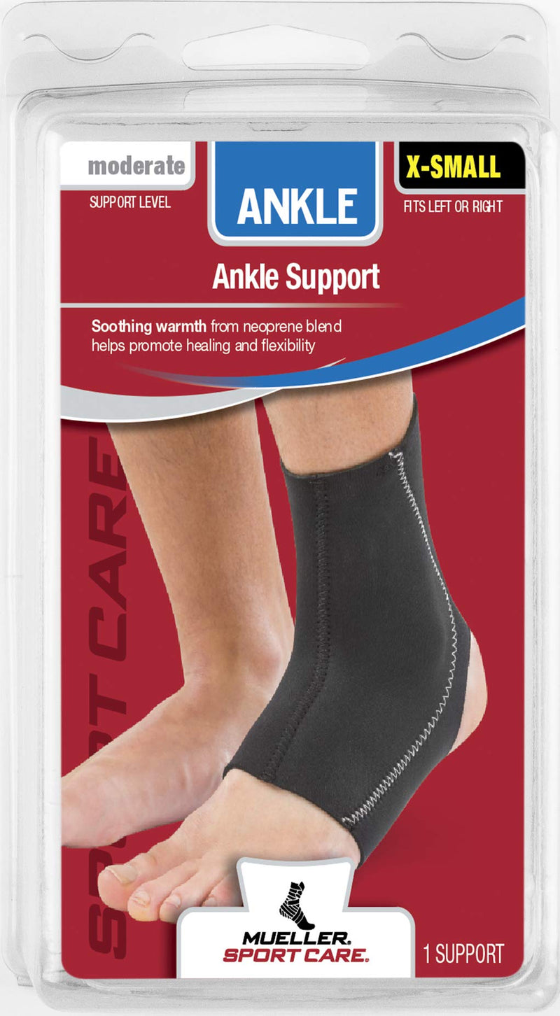 [Australia] - Mueller Sports Medicine Ankle Support Sleeve, For Men and Women, Black, X-Small X-Small (Pack of 1) 