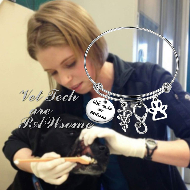 [Australia] - MAOFAED Vet Techs Gift Veterinary Technician Gift Vet Techs are Pawsome Veterinarian Keychain Veterinarian Graduation Gift PAW some bracelet 