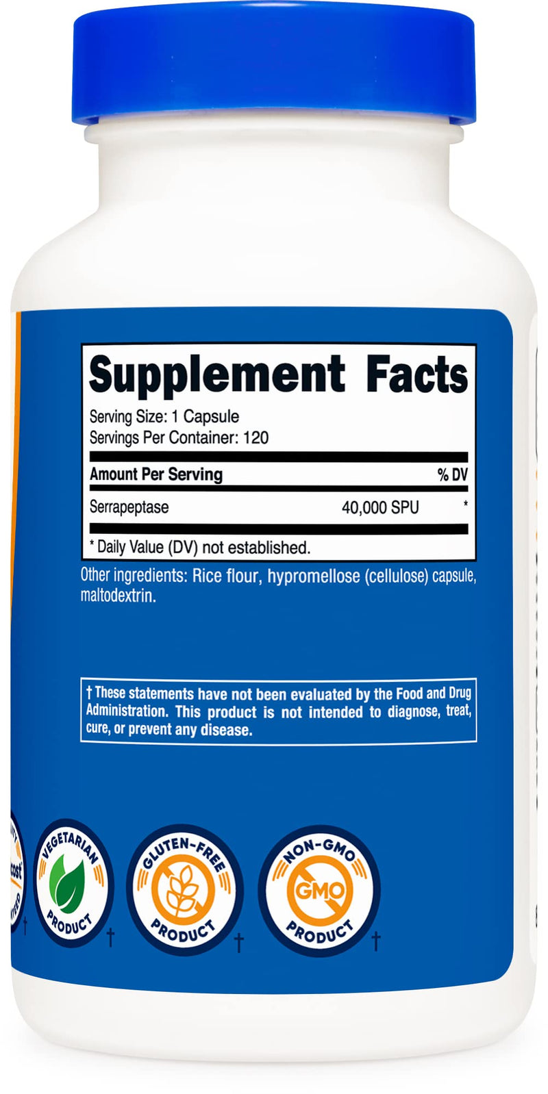 [Australia] - Nutricost Serrapeptase 40,000 SPU, 120 Capsules - Gluten Free, Non-GMO, and Vegetarian Friendly 