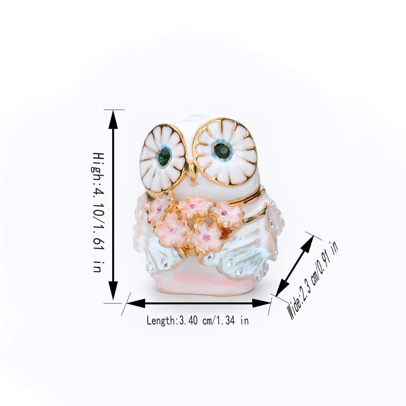 [Australia] - Furuida Cute Big Eyes Owl Holding Pink Bouquet Trinket Box with Hinged Classic Animal Ornaments Unique Gift for Family 