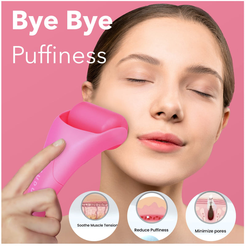 [Australia] - AUDUODUO� Premium skin care tool kit, Ice Roller for facials & GUA SHA facial lifting tool made of natural rose quartz, for Face, Neck, Body massage skin treatment PINK with Guasha 