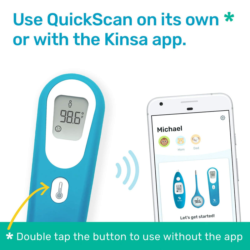 [Australia] - Kinsa QuickScan Non-Contact Smart Forehead Thermometer & App - Pairs with Smartphone to Track Family Health & Get Illness Guidance - Contactless, No Touch Thermometer FDA Cleared Adults & Kids 