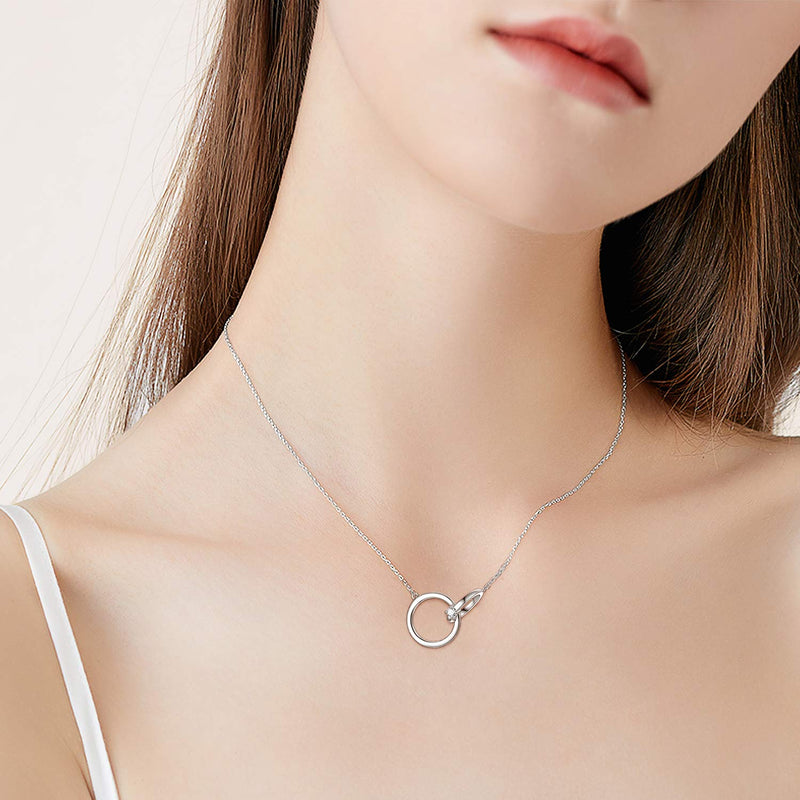 [Australia] - SOULMEET Love Necklace 925 Sterling Silver Jewelry for Women, Love Knot/Interlocking Wedding Rings Necklace, Anniversary Valentine's Day Birthday Promise for Her double rings 