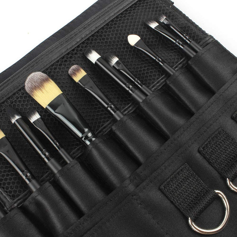 [Australia] - Makeup Apron - LALATECH Professional Zipper Pockets Makeup Artist Apron - Portable Makeup Brush Bag with Artist Belt Strap for Women Black 