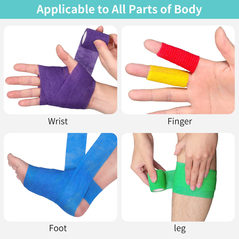 [Australia] - Keilend 24PCS Self Adherent Cohesive Bandages 2‘’ x 5Yards, Stretch Tape for Ankle Sprains, Wrist Swelling &Tattoo，Mix Colors 24Pcs-Mix 