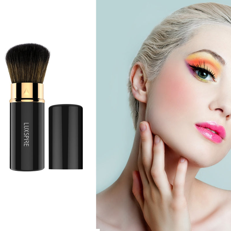 [Australia] - Blush Brush Makeup, Luxspire Professional Powder Brush, Retractable Kabuki Brush for Travel, Blush Bronzer, Contouring Blending, Buffing, Powder Foundation Blush, Portable Makeup Brush 