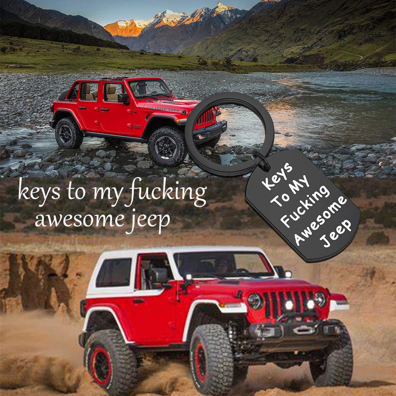 [Australia] - BLEOUK Keys to My Fucking Awesome Car Vintage Car Keychain for Her Him fucking awesome jeep 