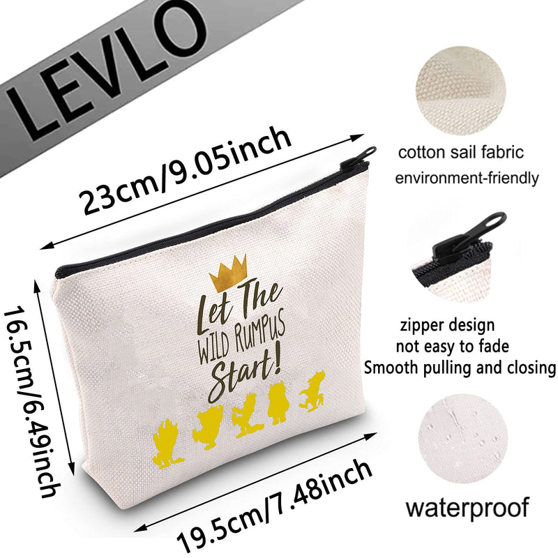 [Australia] - LEVLO Where The Wild Things Are Fans Cosmetic Make Up Bag Where The Wild Things Are Inspired Gift Let The Wild Rumpus Makeup Zipper Pouch Bag For Friend Family, Let The Wild Rumpus, 