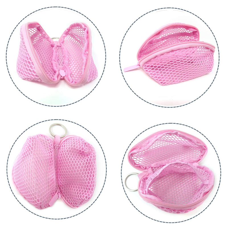 [Australia] - Honbay 2PCS Mesh Makeup Sponge Holder Containers Small Cosmetic Travel Zippered Toiletry Bags with Keyring for Makeup Sponge Puff Lipstick Keys Headphones 