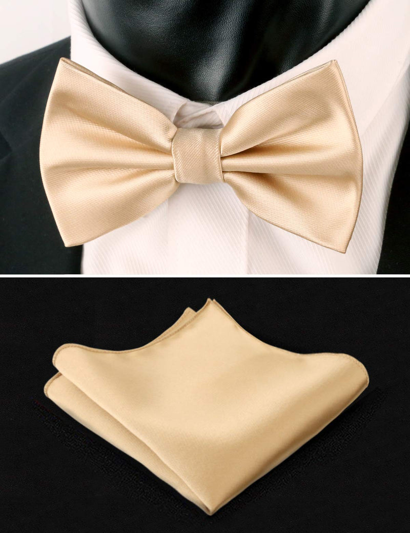 [Australia] - Alizeal Men's Pre-tied Bow Tie Pocket Square and Cummerbund Set Champagne One Size 