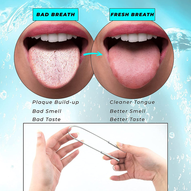[Australia] - OCBA Tongue Scraper for Oral Health Natural Silver Tongue Cleaner Rustproof Use After Toothbrush for Fresh Breath Stainless Steel (1 Pack) 